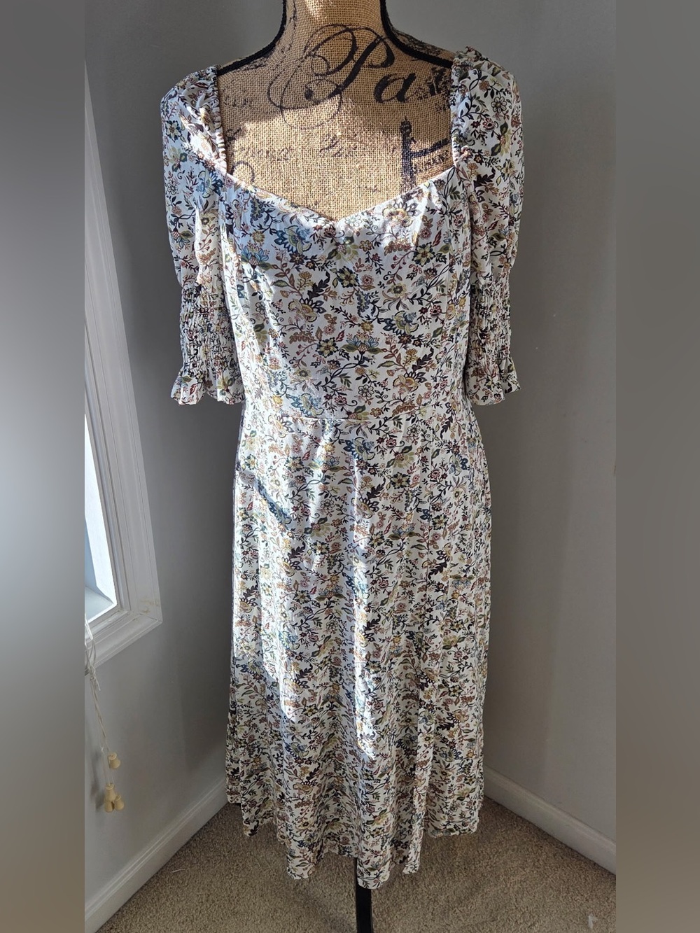Francesca's x Audrey Parks Collections Cream Floral Midi Maxi Dress
